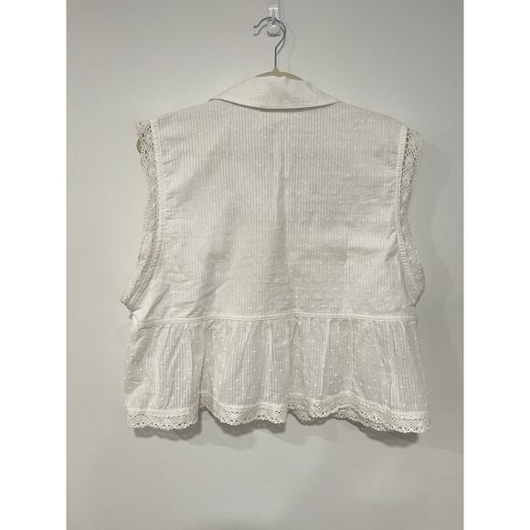 NWT Pilcro Anthropologie Crop Eyelet Cotton Swing Blouse Size L - Picture 5 of 6